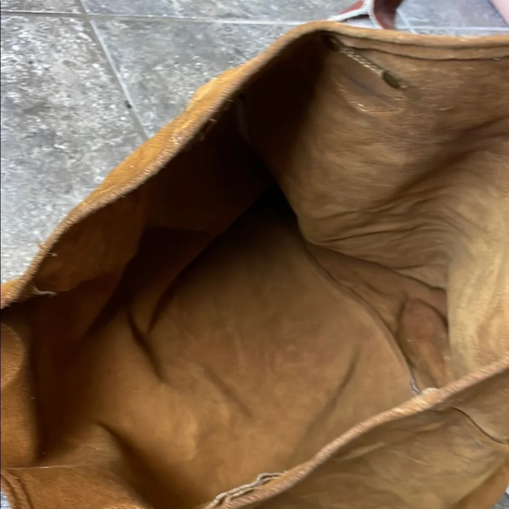 Vintage Brookstone 1970s-80s Butterscotch Brown Suede Tote Bag